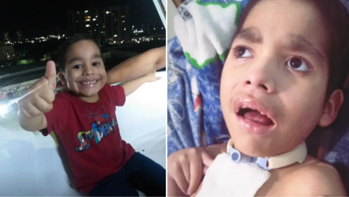 Davi, criança em tratamento neurológico, ao lado da mãe Fábila